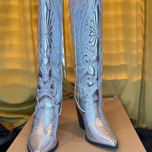 Steve Madden Metallic Silver Heeled Boots